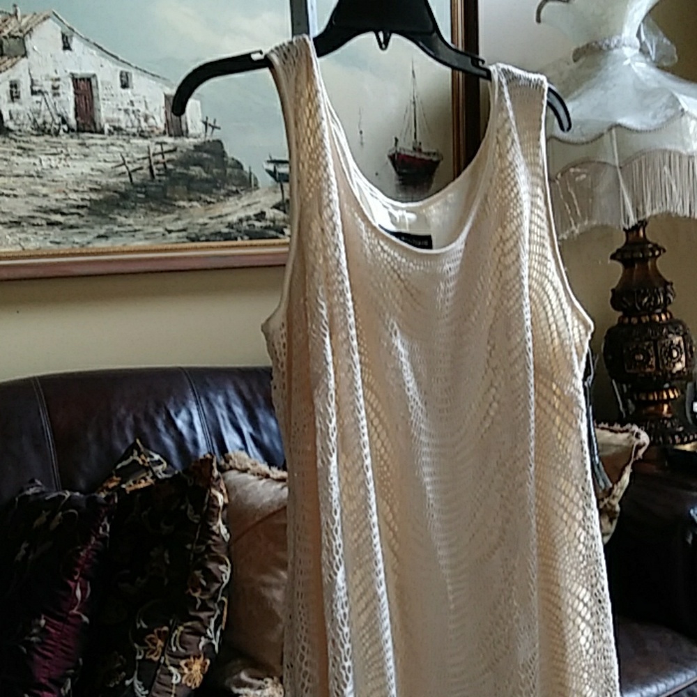 Cream laced dress with fringes at hem